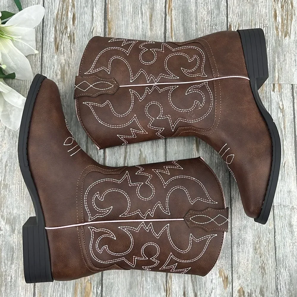 Big Girls Western Cowgirl Boots Shoes Size 6